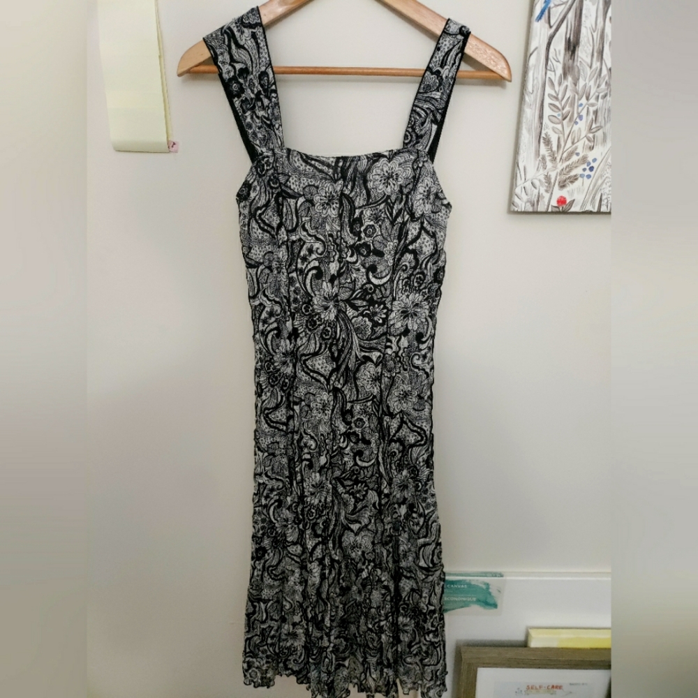 Elegant Black and White Floral Dress